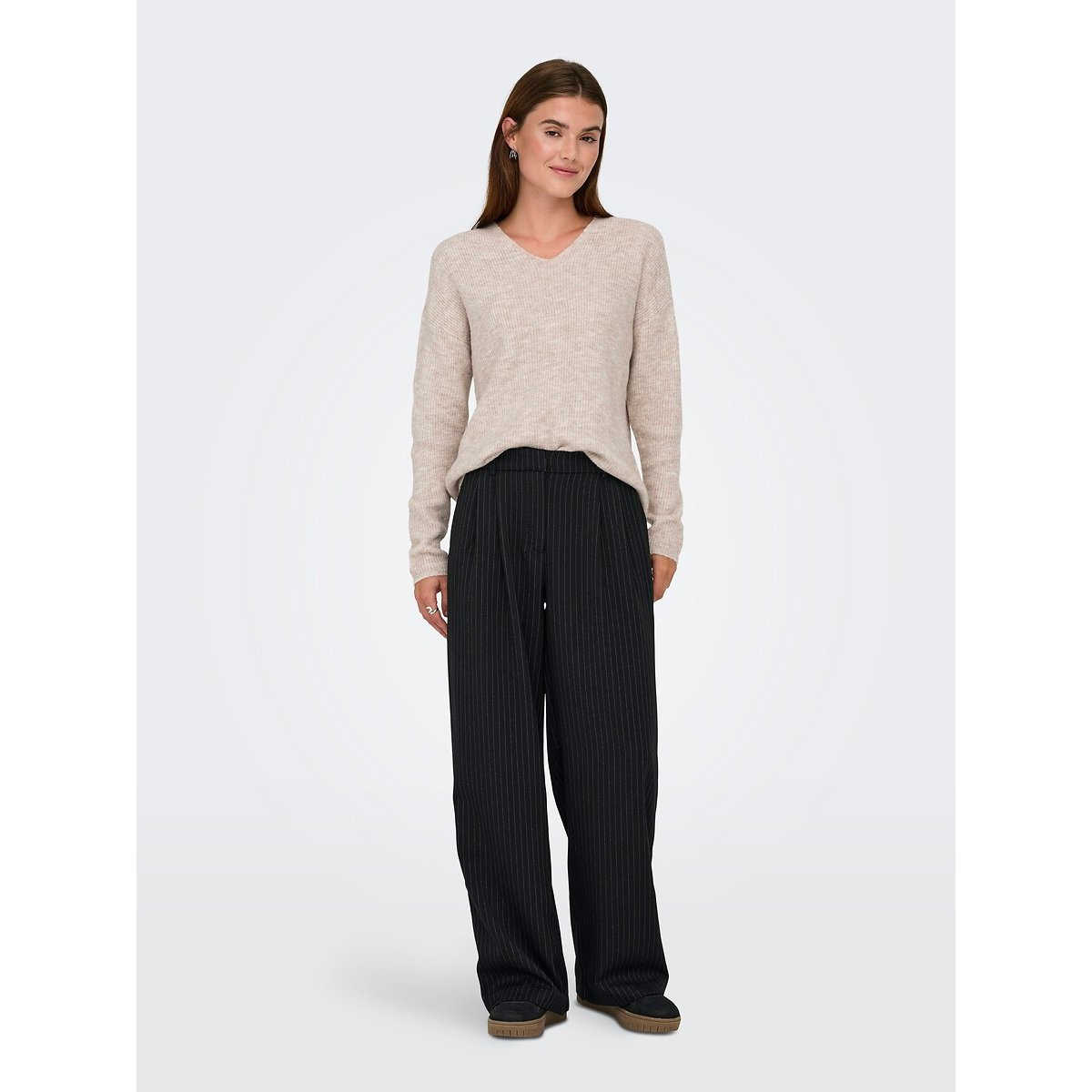 Pull maille mousseuse beige rosé, ONLY