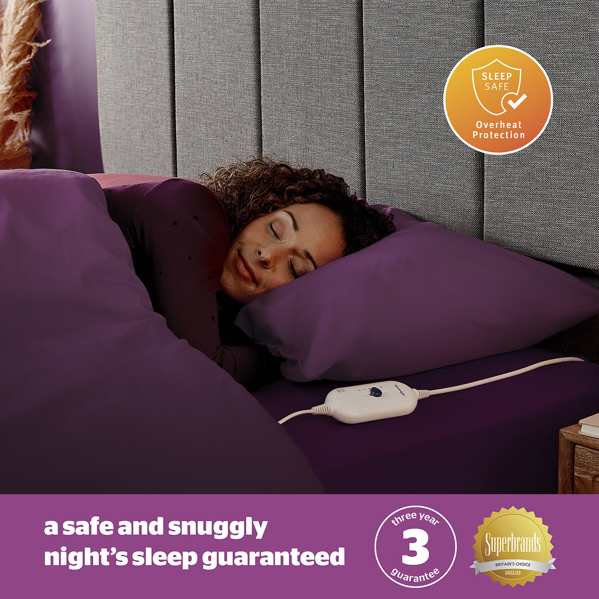King Comfort Control Teddy Fleece Electric Blanket cream, SILENTNIGHT