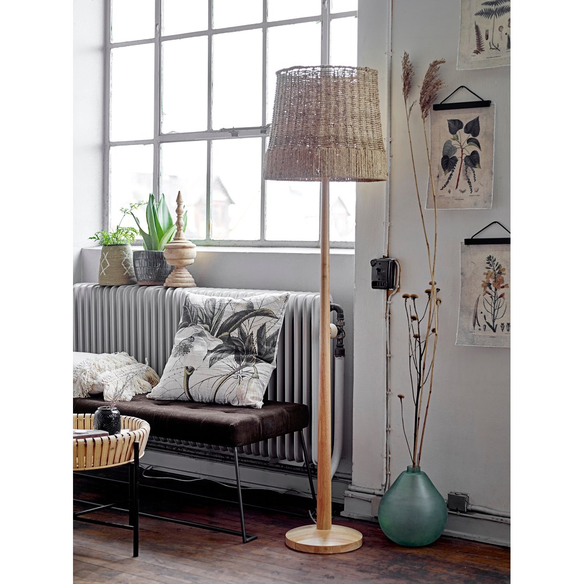 Lampadaire en bois Blanzay beige, BLOOMINGVILLE