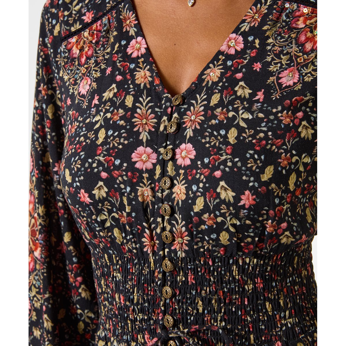Robe Longue Boho à Manches Longues Rêves Bobo noir, JOE BROWNS