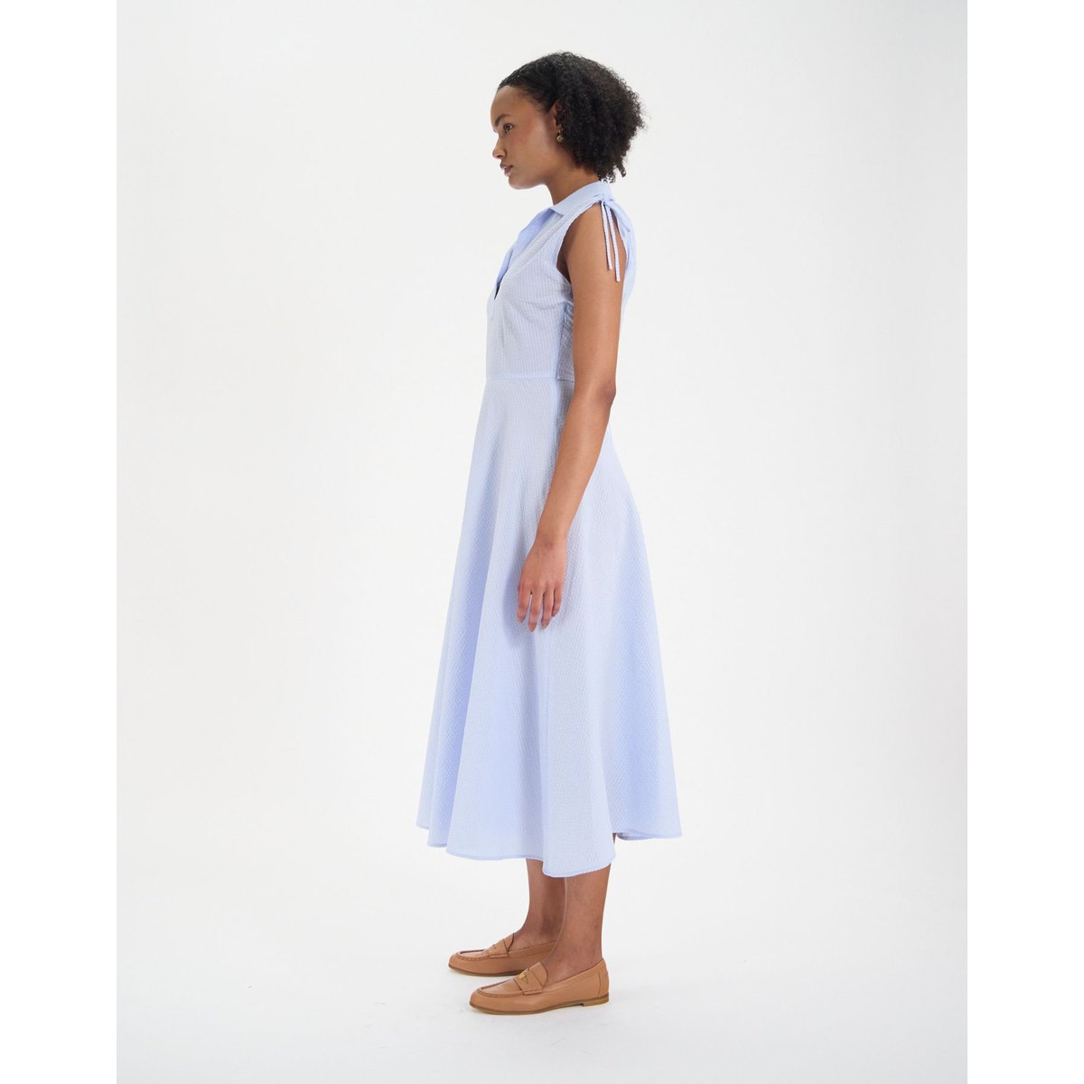 Robe cintrée Violine en coton bleu clair baby blue, INES DE LA FRESSANGE PARIS
