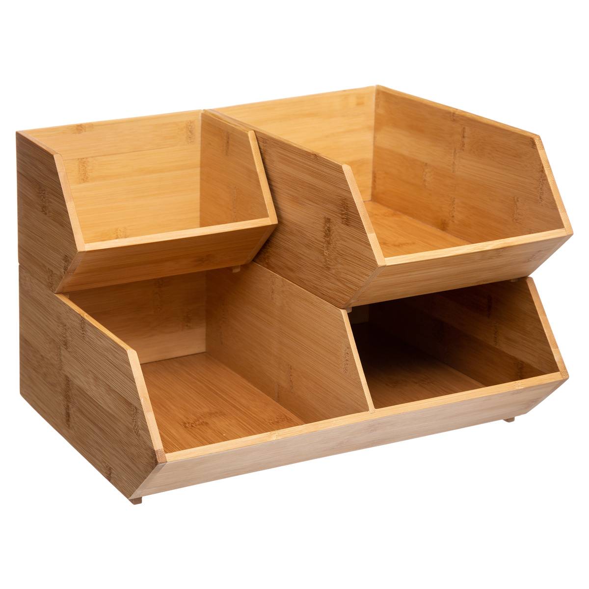 Organiseur 2 bacs BAMBOU beige, 5FIVE SIMPLY SMART