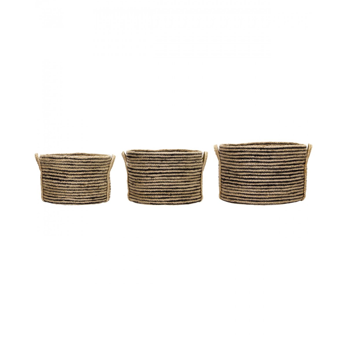 Lot de 3 paniers de rangement Dungi h 20 cm noir, nature, HOUSE DOCTOR