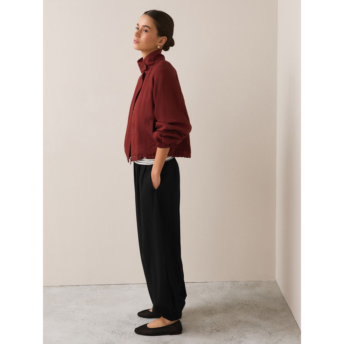 Pantalon bouffant en lin mélangé, lot de 2 blanc/noir, NEXT
