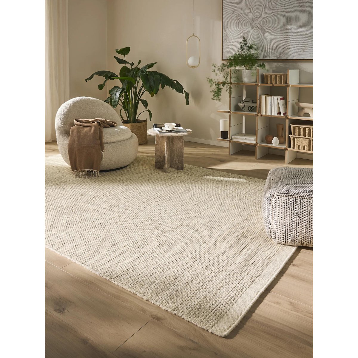 Tapis de laine tissé main ROCCO crème, BENUTA