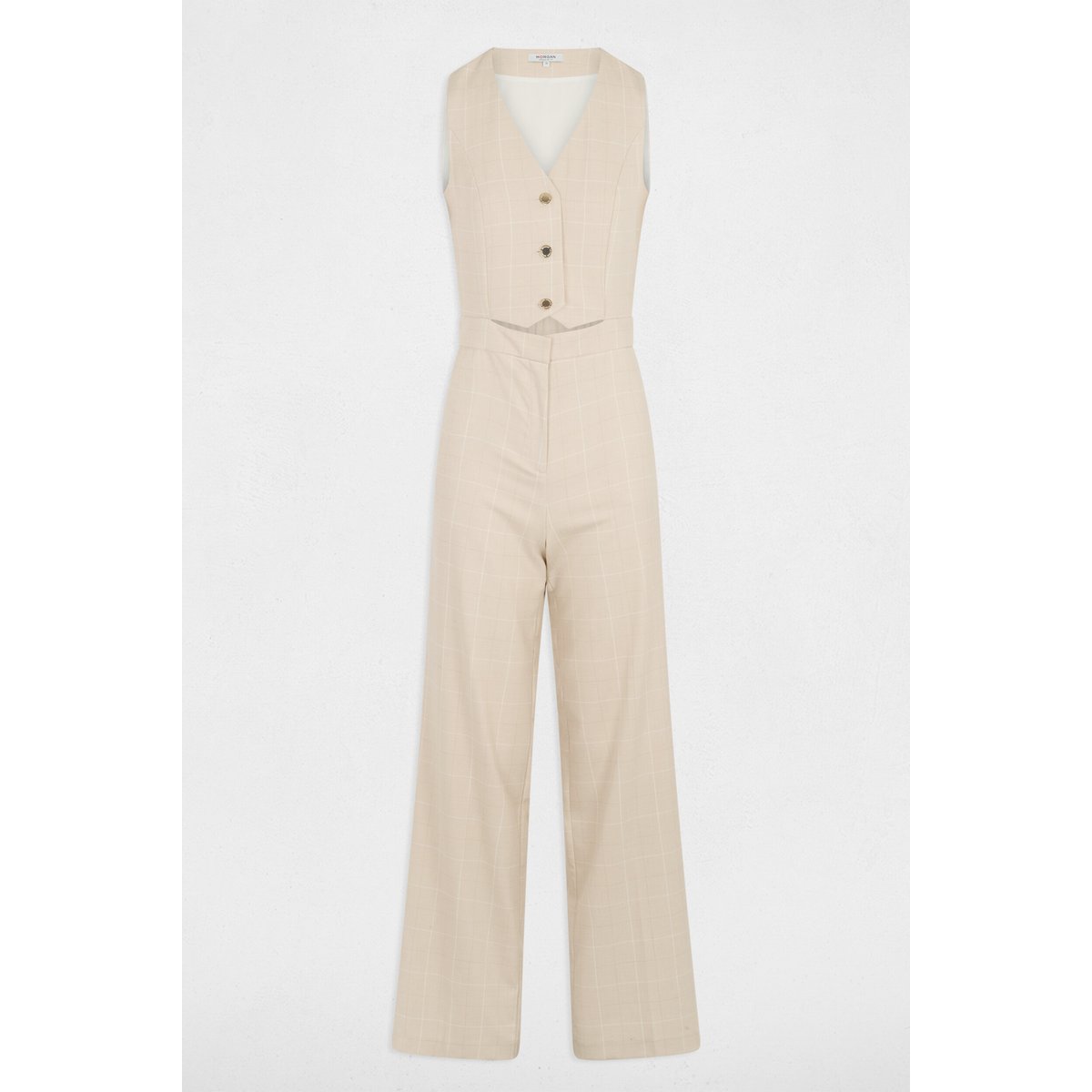 Combinaison large col v beige, MORGAN