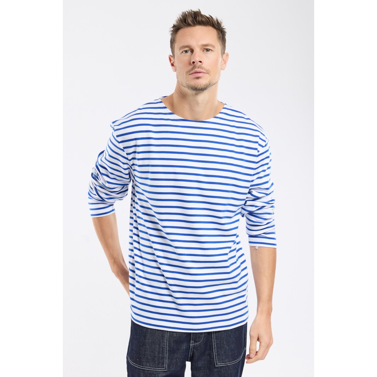 Marinière Classe de mer - coton épais blanc/etoile, ARMOR-LUX