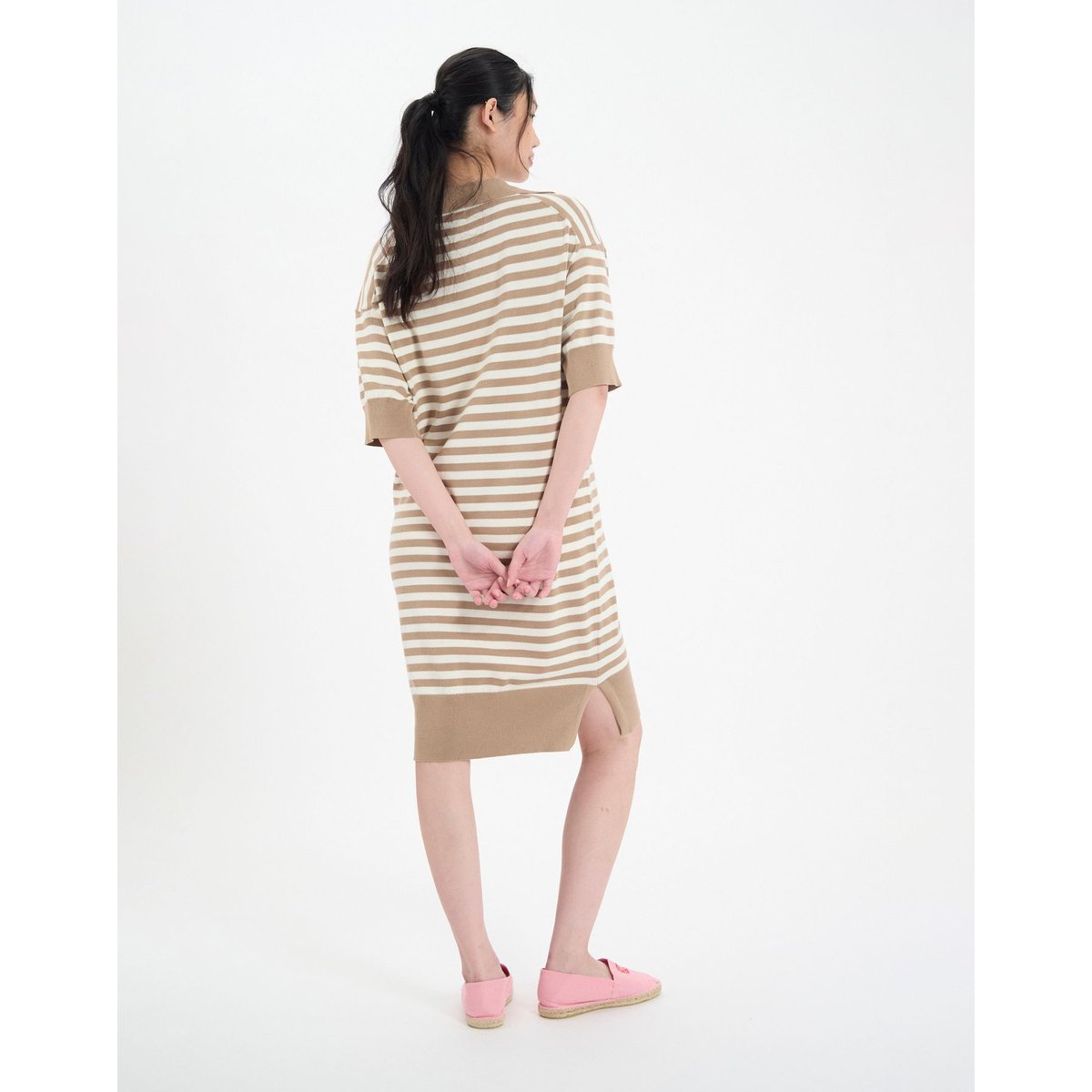 Robe Océane en coton à rayures marines beige ecru, INES DE LA FRESSANGE PARIS