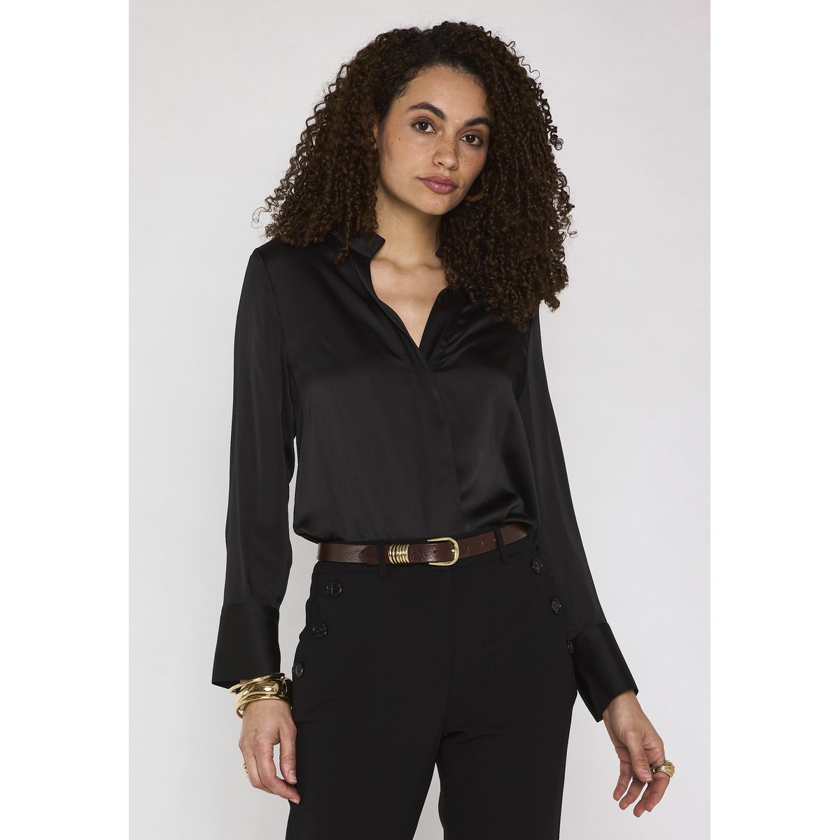 Chemise en satin BASILE noir, Maison 123