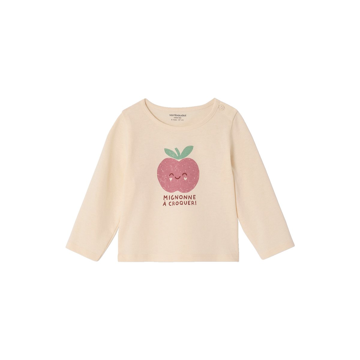 Lot de 3 T-shirts Basics manches longues vieux rose, VERTBAUDET