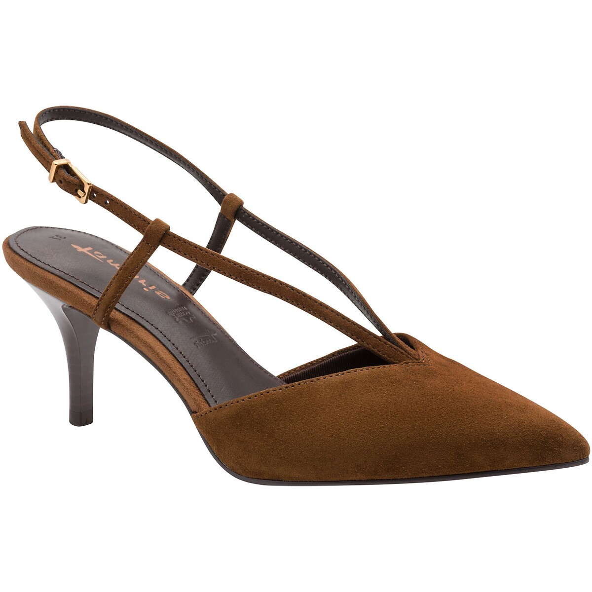 Escarpins pointus en cuir cognac, TAMARIS