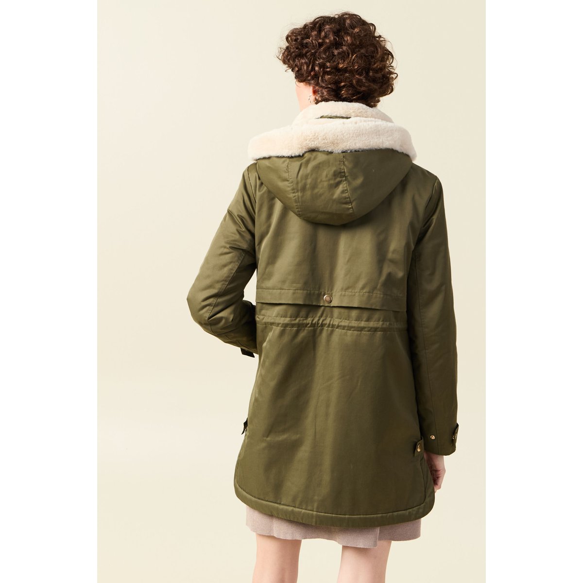 Parka droite à capuche vert kaki, BONOBO