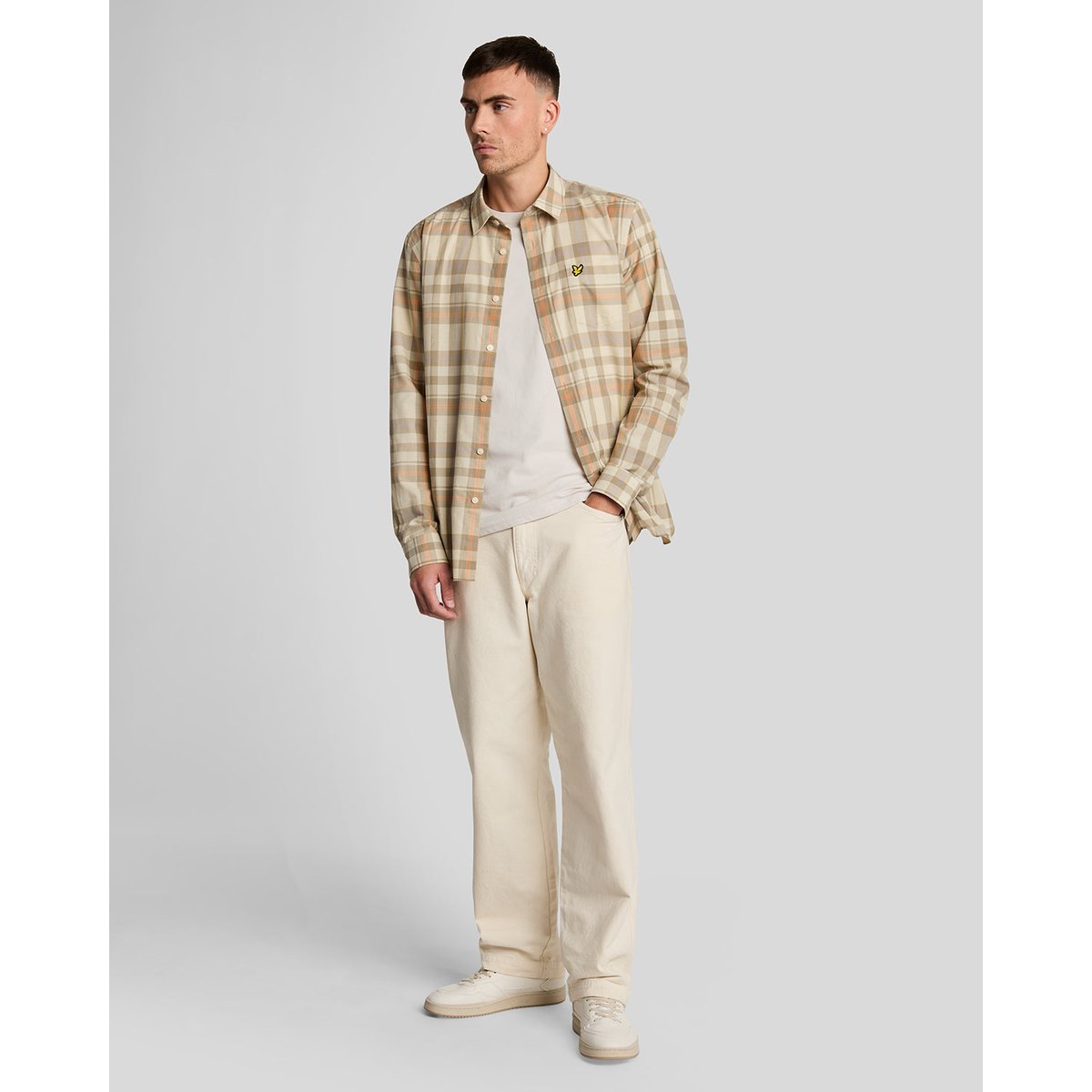 T-shirt en coton col rond blanc crique, LYLE & SCOTT