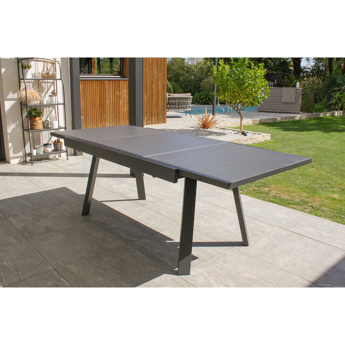 Ensemble repas de jardin 6 places en aluminium  STOCKHOLM gris anthracite, DCB GARDEN