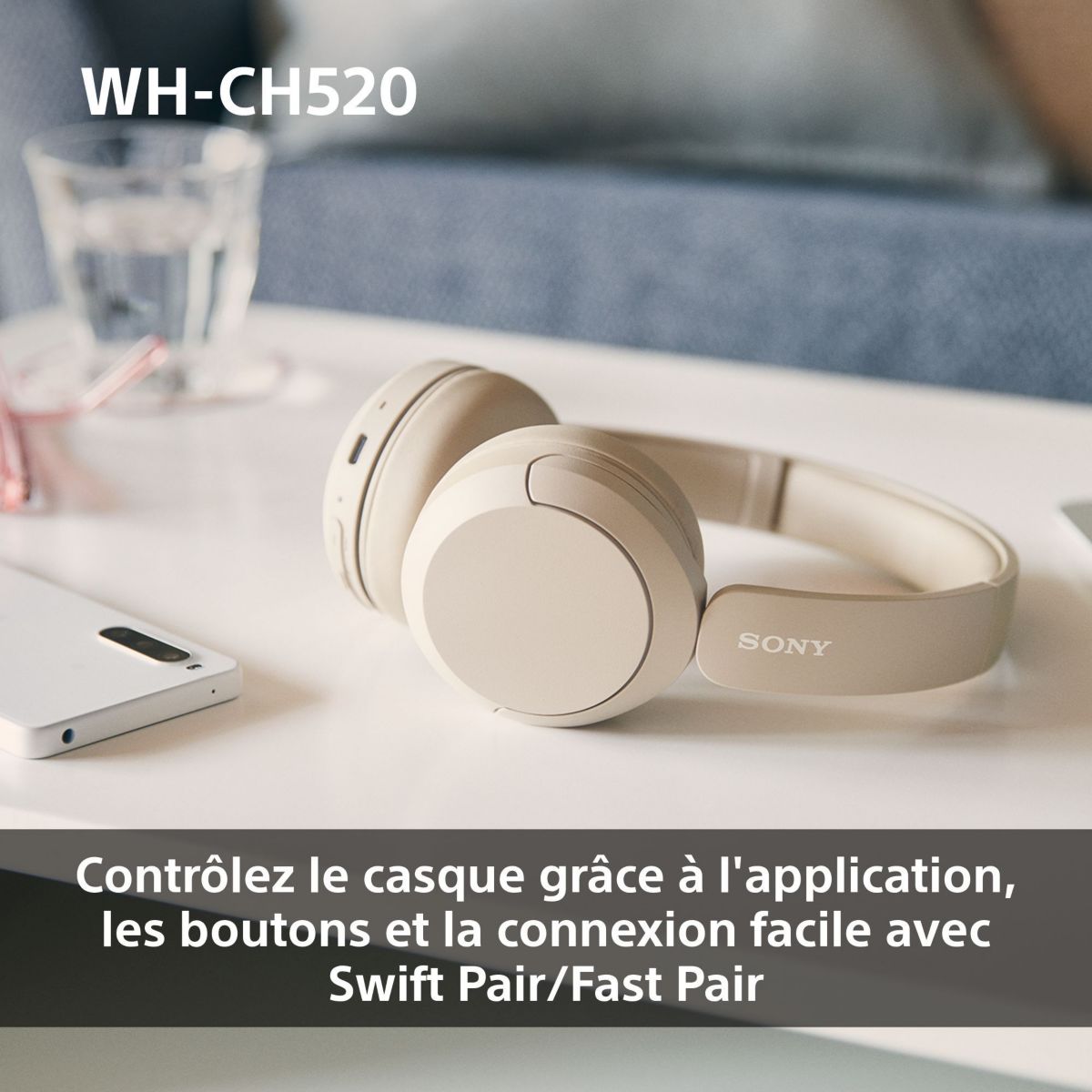 Casque WH-CH520 Blanc blanc, SONY