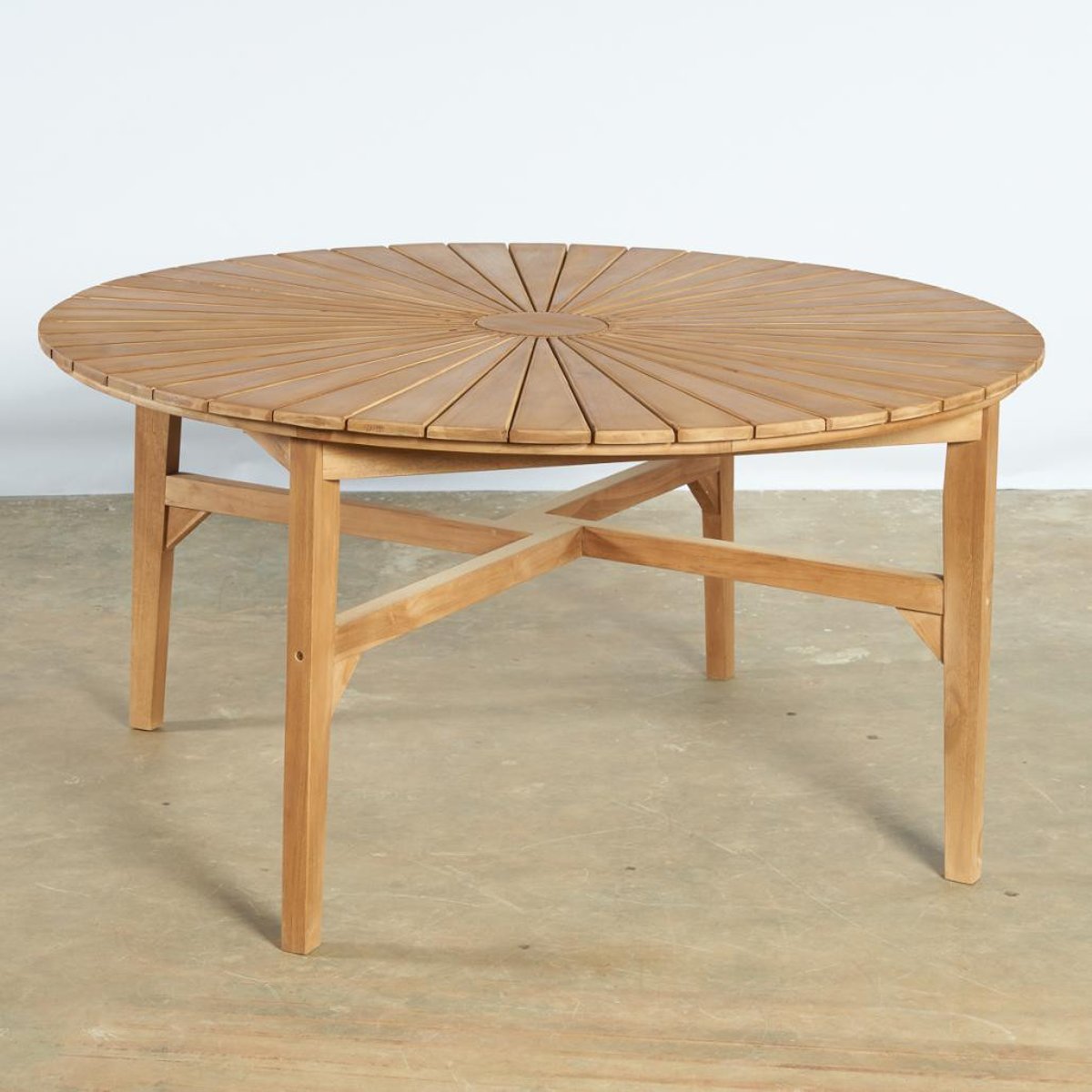 Table jardin ronde en teck Roxan naturel, WANDA COLLECTION