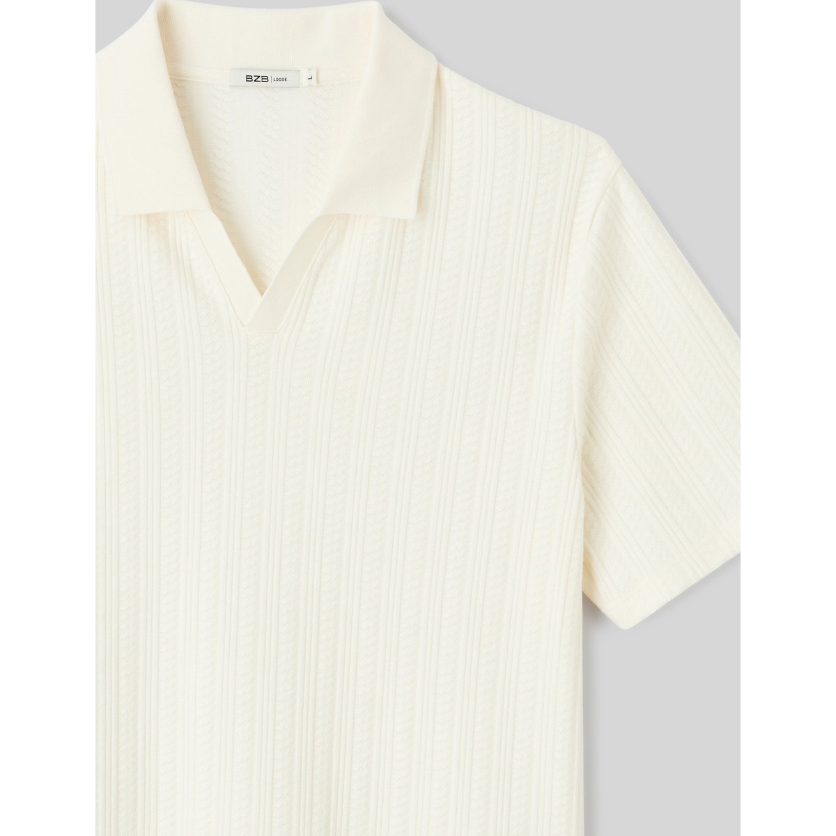 Polo matière fantaisie blanc écru, BZB