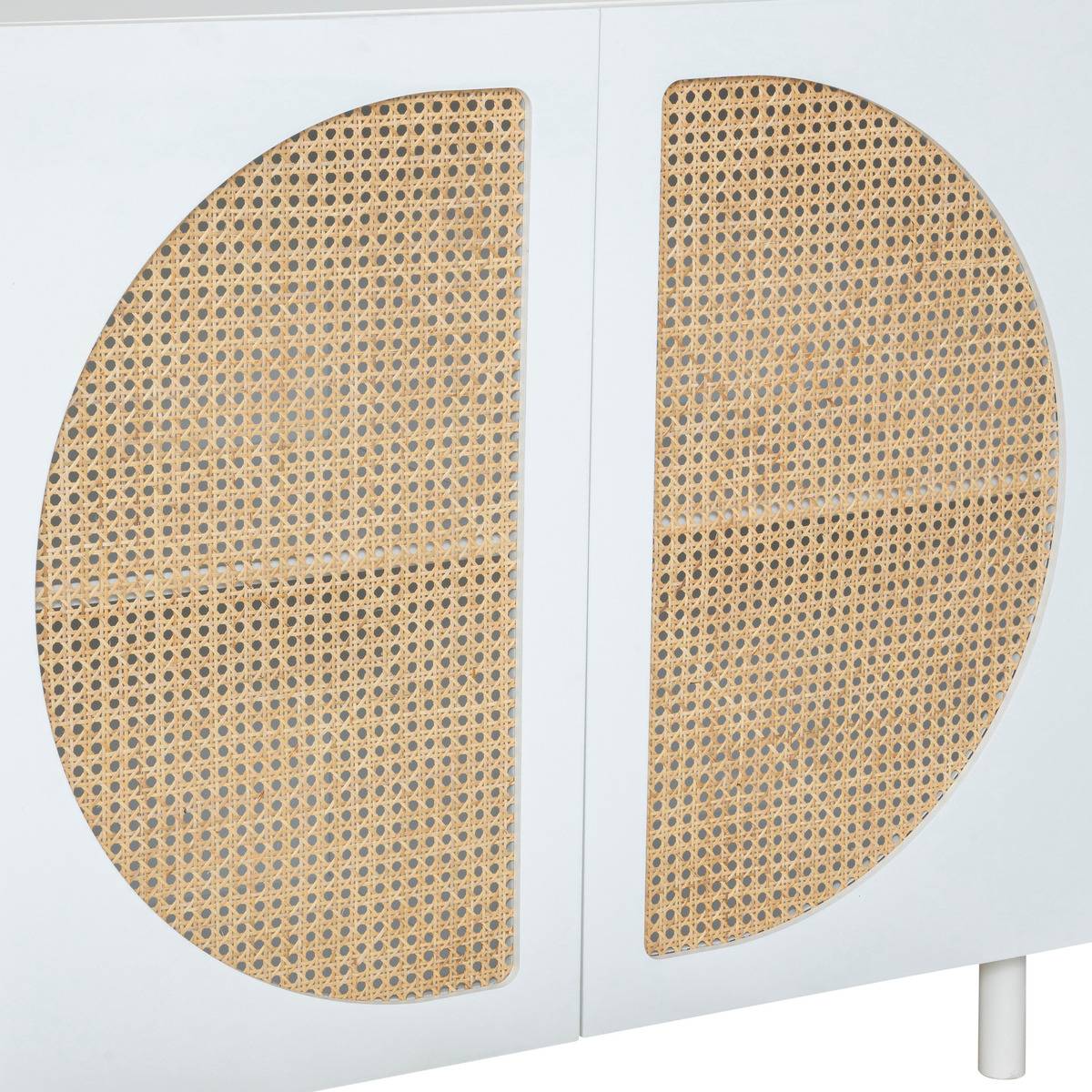 Buffet 2 portes cannage en rotin avec étagère ajustable CABRAS blanc, ATMOSPHERA