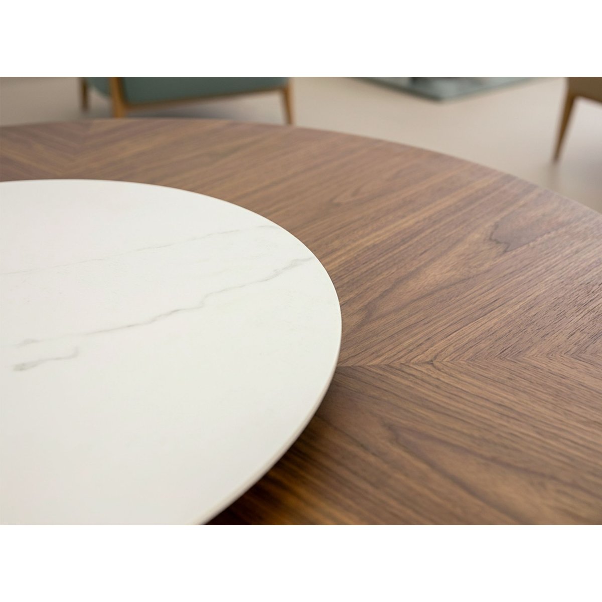 Table à manger ronde rotative noyer blanc | noyer, ANGEL CERDA