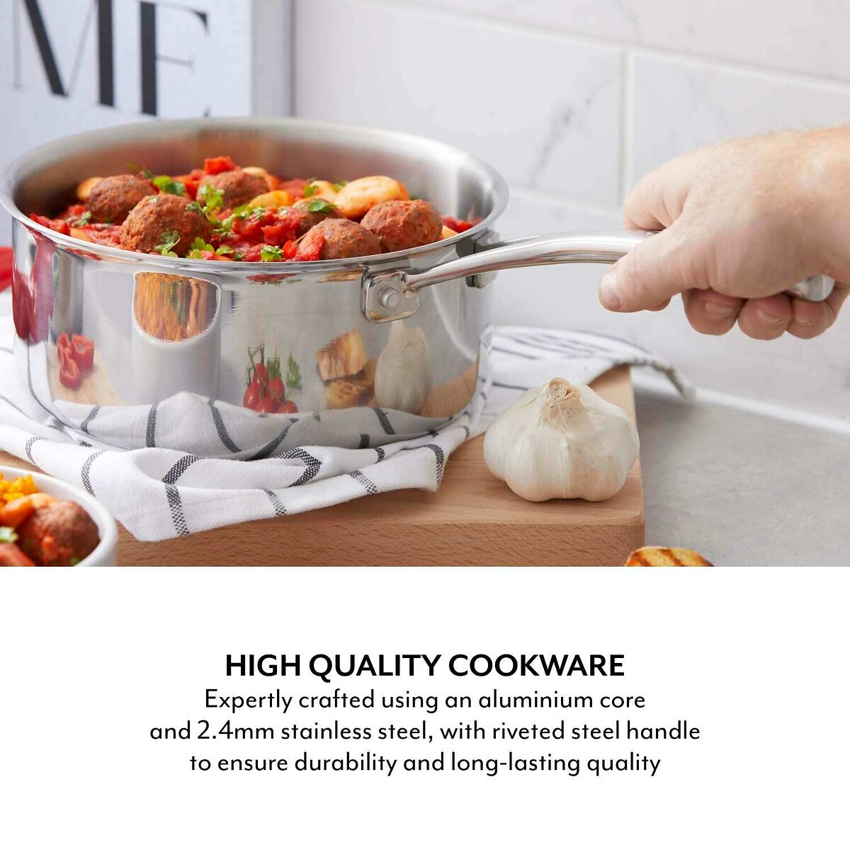 20cm SLT Core Tri-ply Saucepan with Lid silver-coloured, SUR LA TABLE