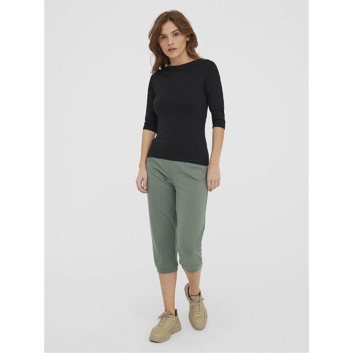 T-shirt col bateau, manches 3/4 noir, VERO MODA