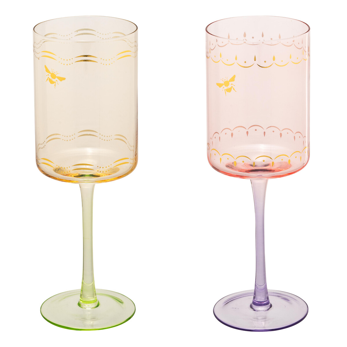 Set of 2 Bee Wine Glasses multi-coloured, YVONNE ELLEN