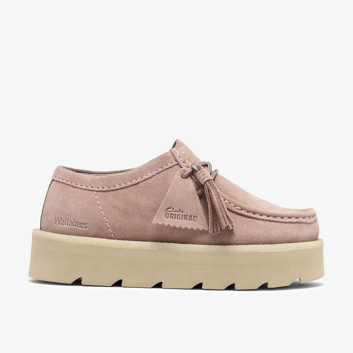 Chaussures en cuir suède, semelle plateforme, MEARE WALLA rose, CLARKS