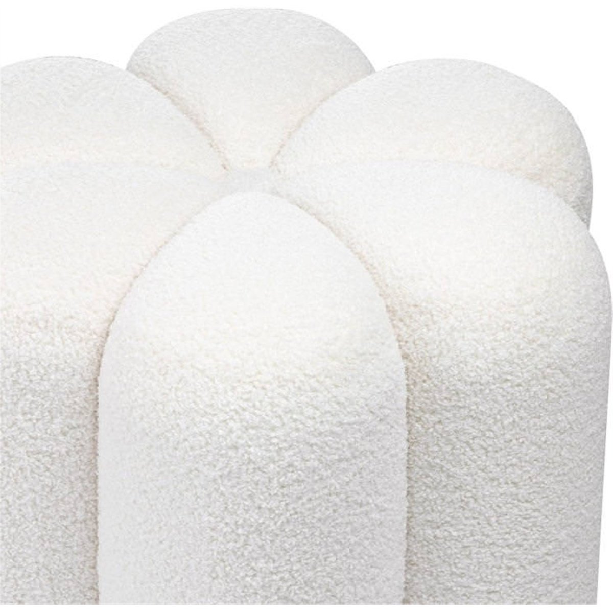 Pouf rond en tissu bouclé blanc, RECOLLECTION