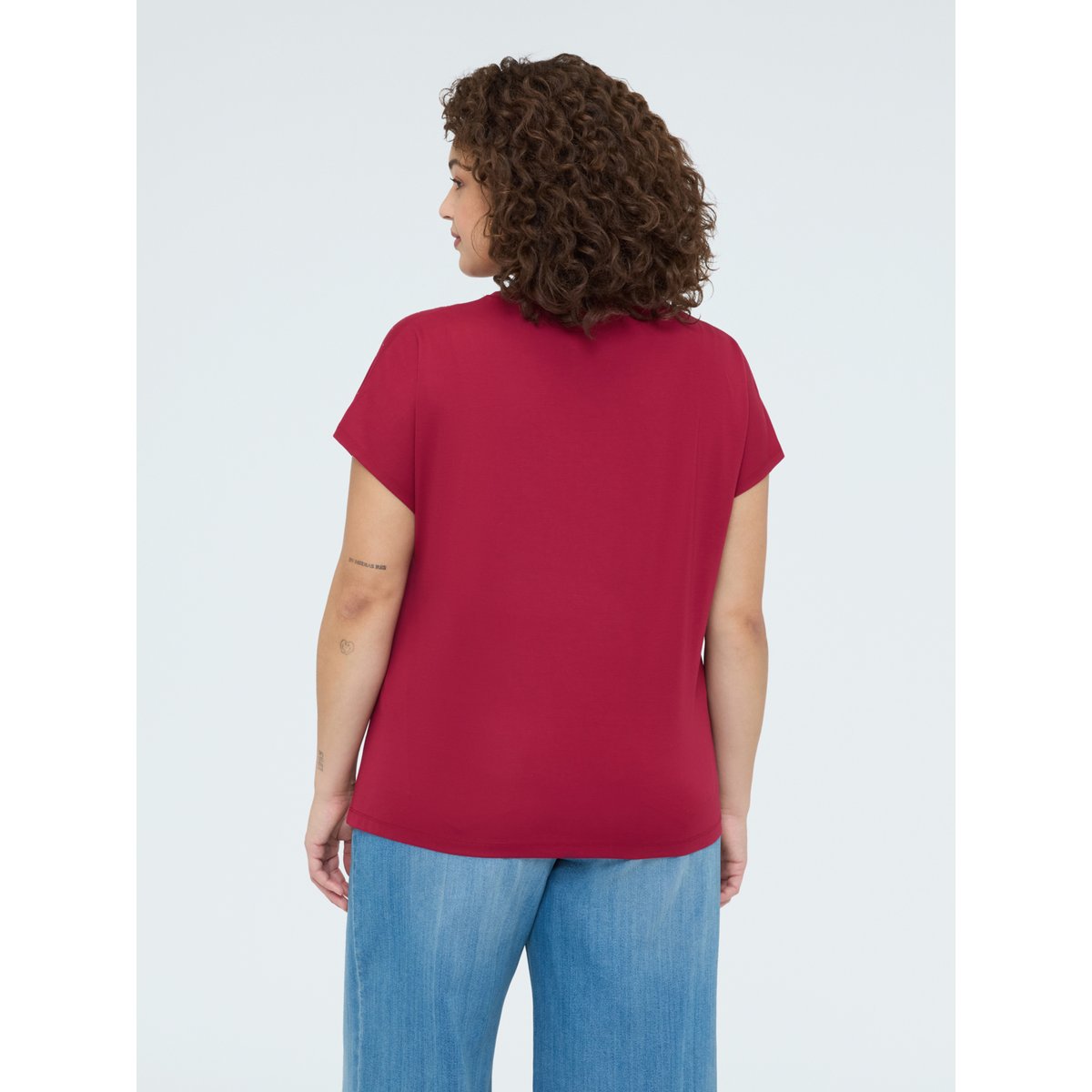 T-shirt avec drapé et points lumineux burgundy, FIORELLA RUBINO