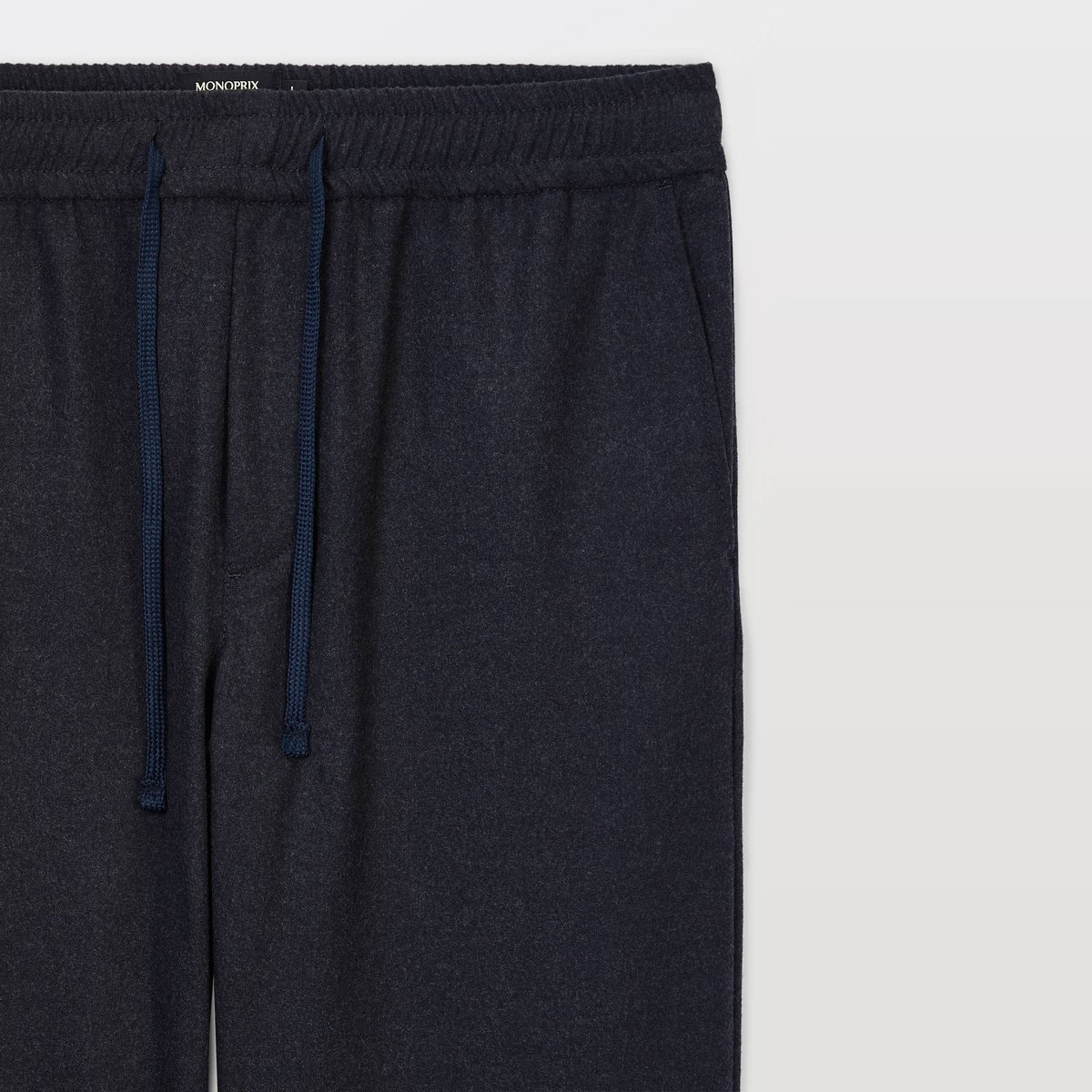 Pantalon large élastiqué marine, MONOPRIX