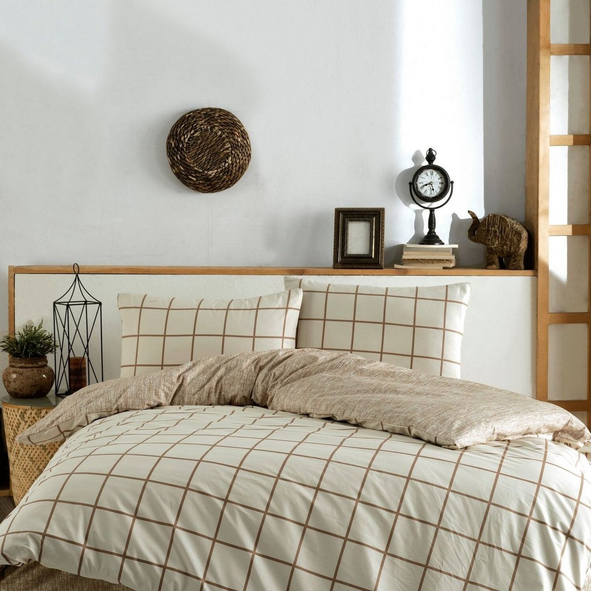 Parure housse de couette coton imprimée carreaux, Kare multicolore, C DESIGN HOME TEXTILE