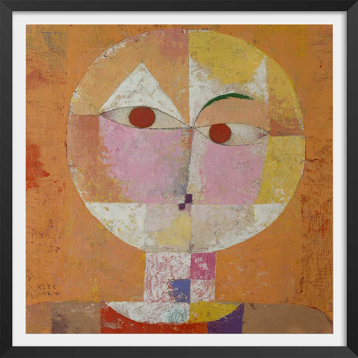 Poster Senecio - Paul Klee affiche + cadre en bois - noir, HEXOA