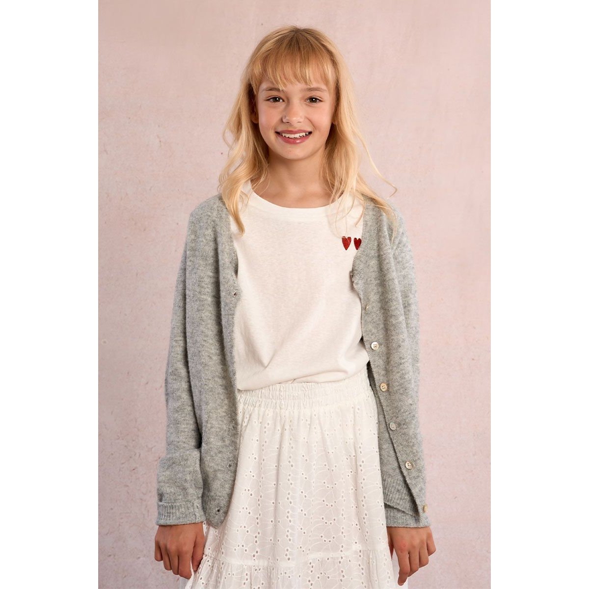 T-shirt imprimé multi-cœurs offwhite, MOLLY BRACKEN GIRL