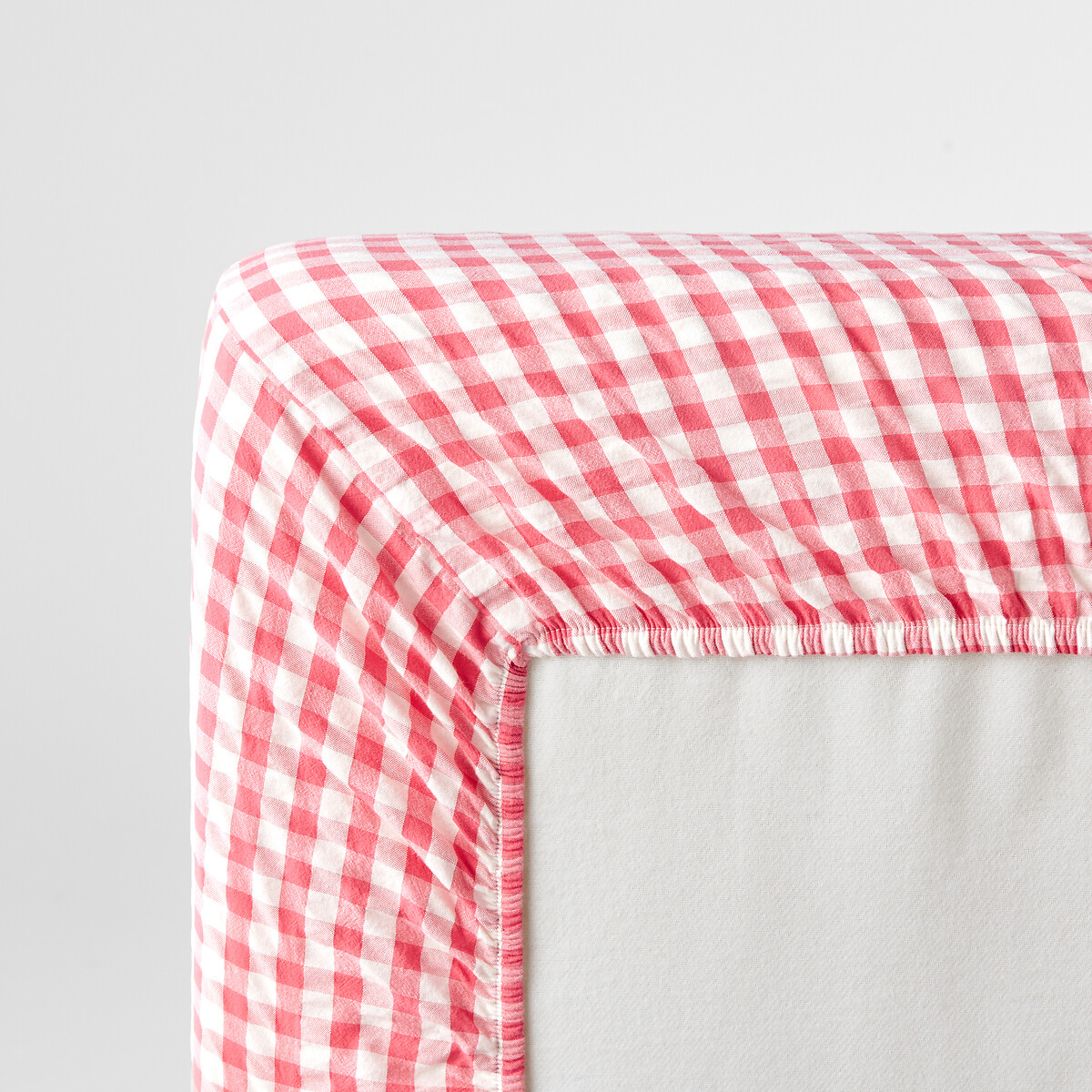 Fixleintuch COTTAGE FRAMBOISE, Baumwolle Seersucker 30 cm himbeere, LA REDOUTE INTERIEURS