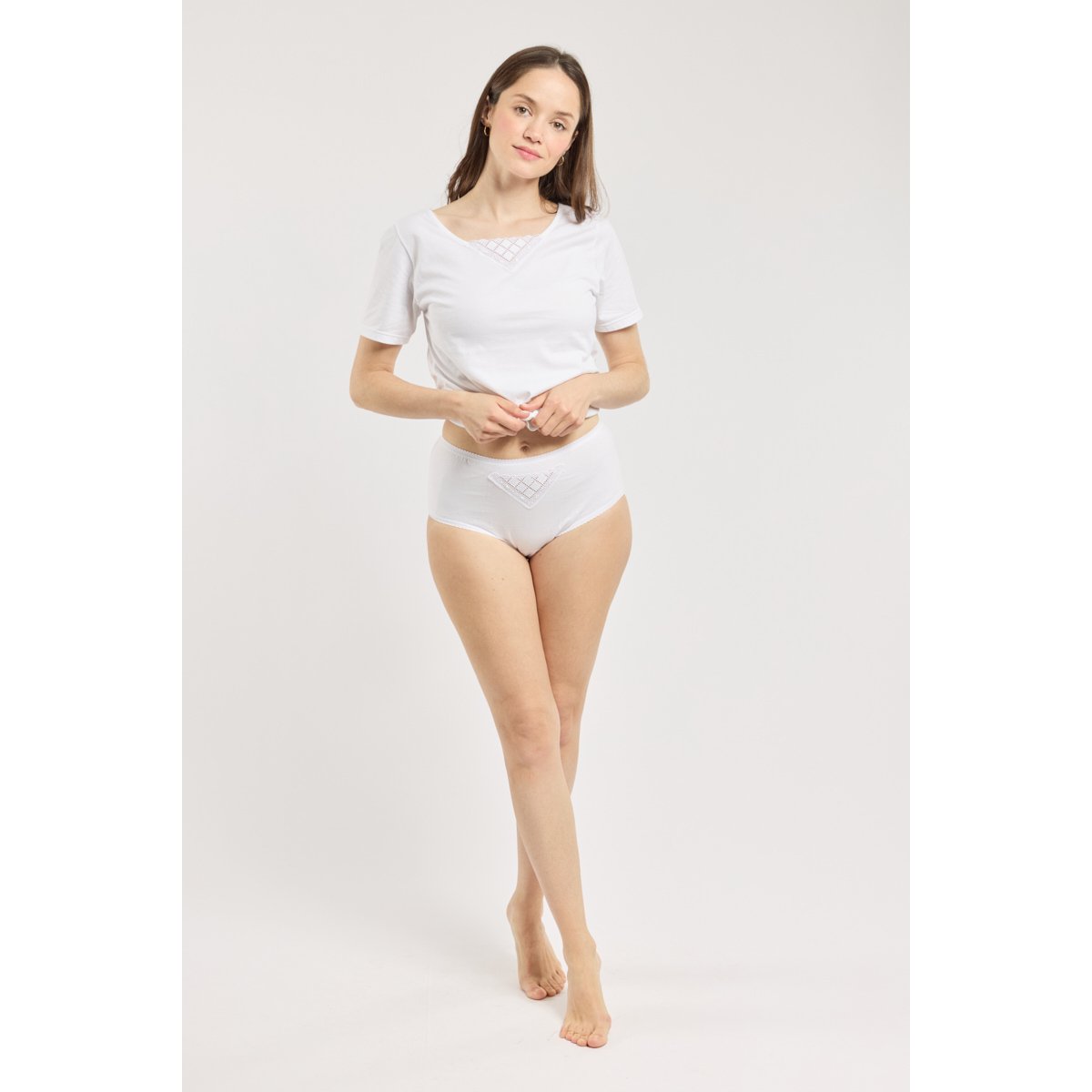 Culotte taille haute en coton peigné doelan blanc 2241, ARMOR-LUX