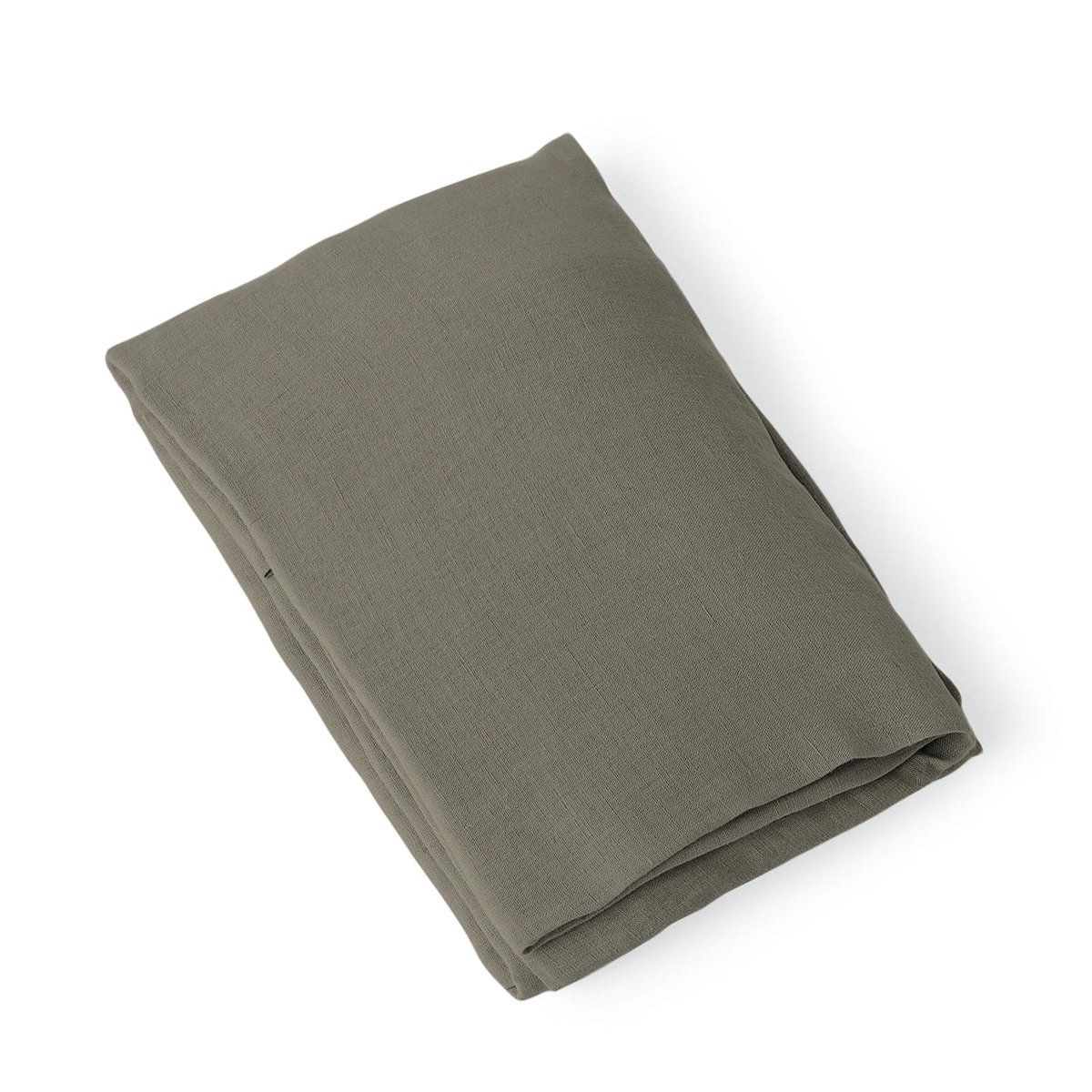 Drap plat lin lavé CAMILLE vert kaki, FEBRONIE