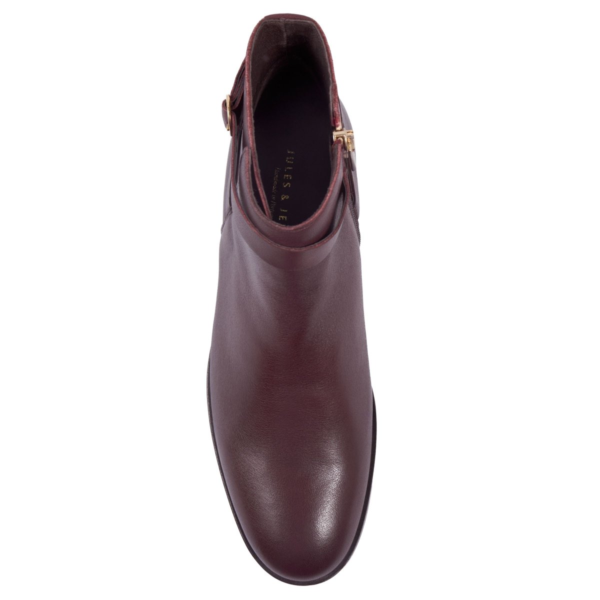 Bottines cavalières plates cuir lisse bordeaux, JULES & JENN