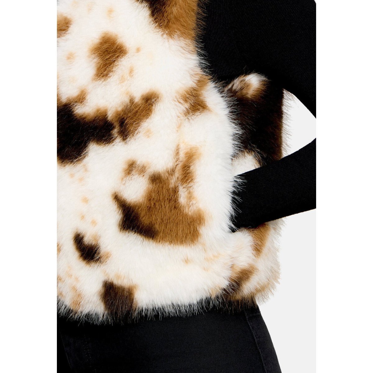 Veste sans manches en peluche à col droit beige/marron, AMBER & JUNE