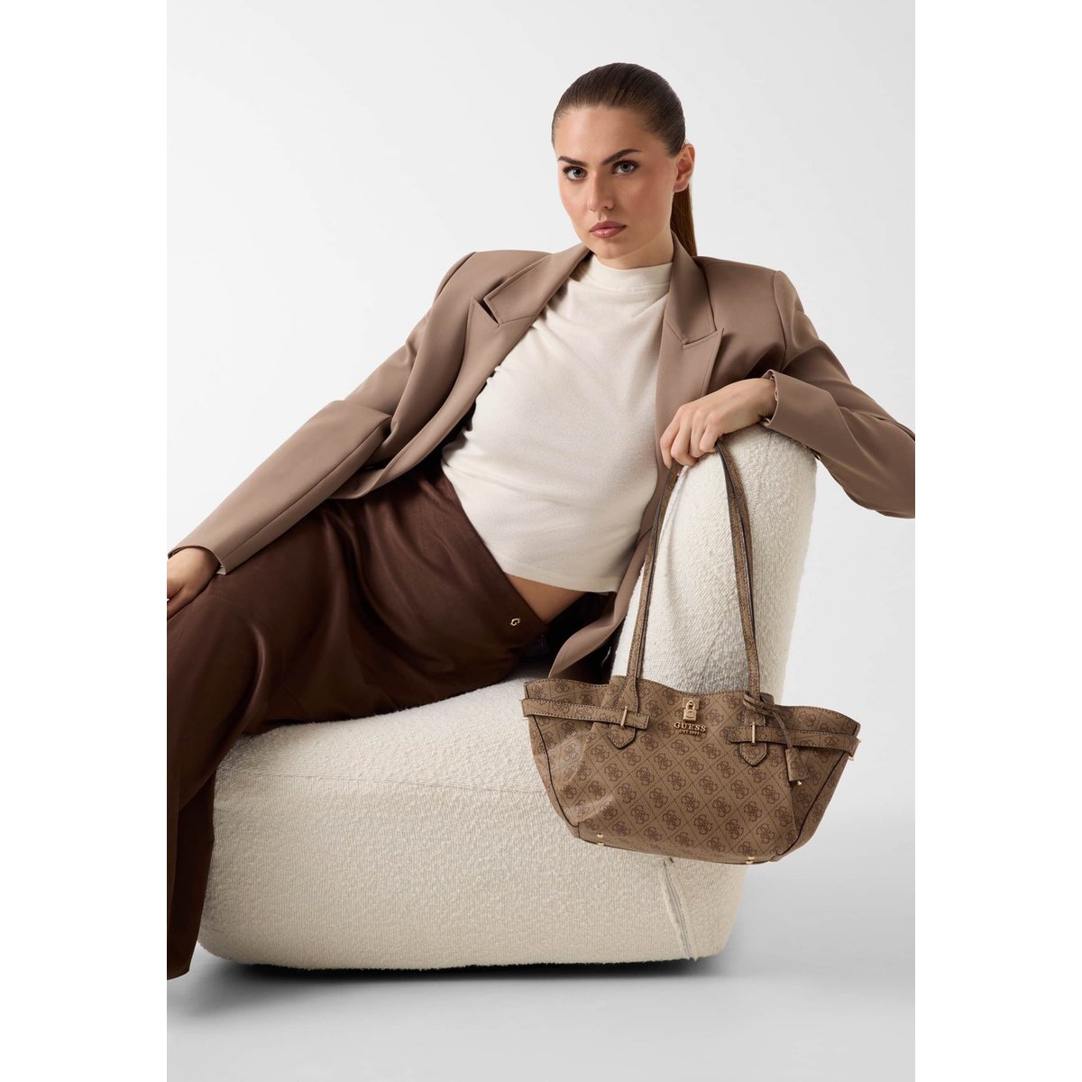 Sac Porté Épaule Logo Yesba beige multi, GUESS