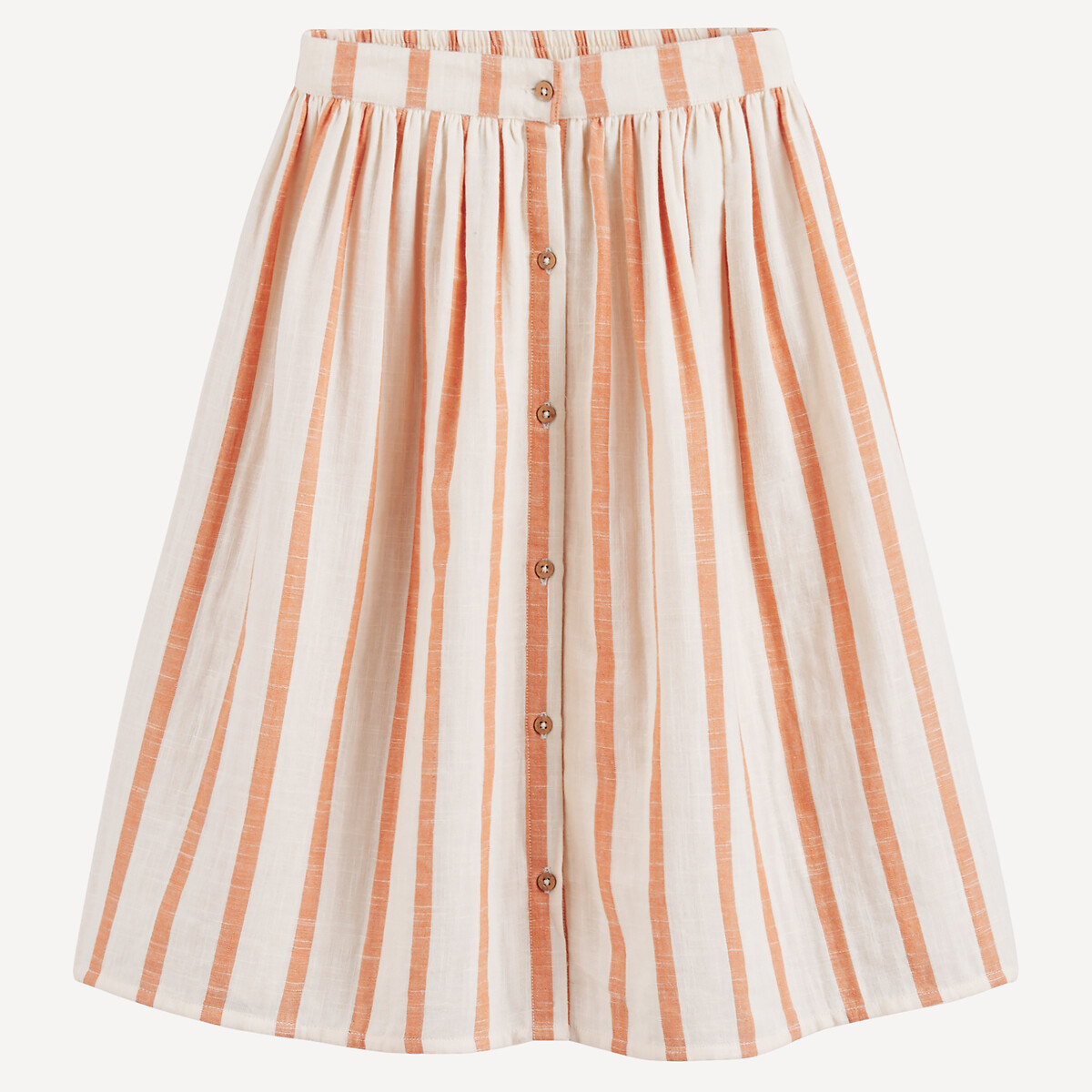 Striped Maxi Skirt with Button Fastening orange/ecru striped, LA REDOUTE COLLECTIONS