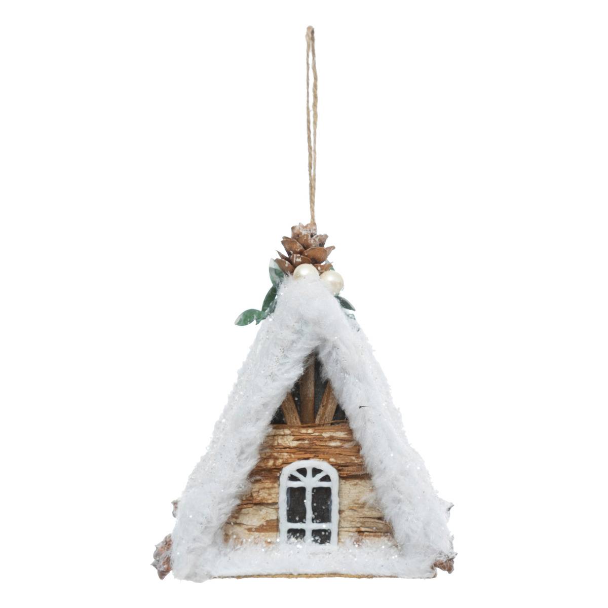 Sujet maison neige 13cm polystyrène assorti modèle b, ATMOSPHERA