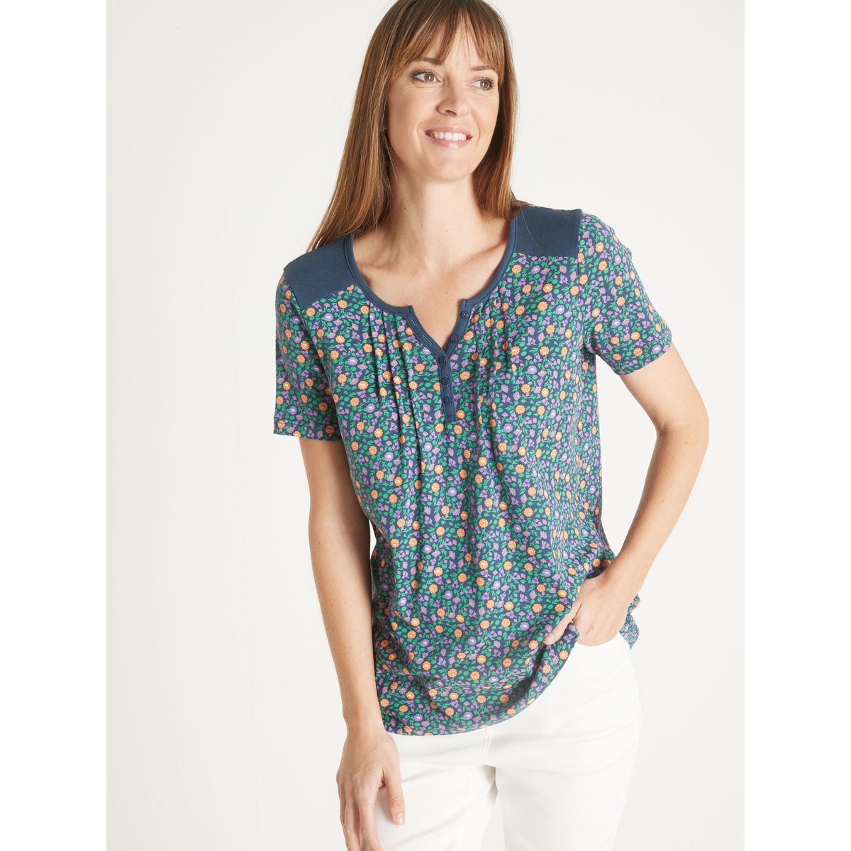 Tee-shirt coton manches courtes imprimé marine, DAXON