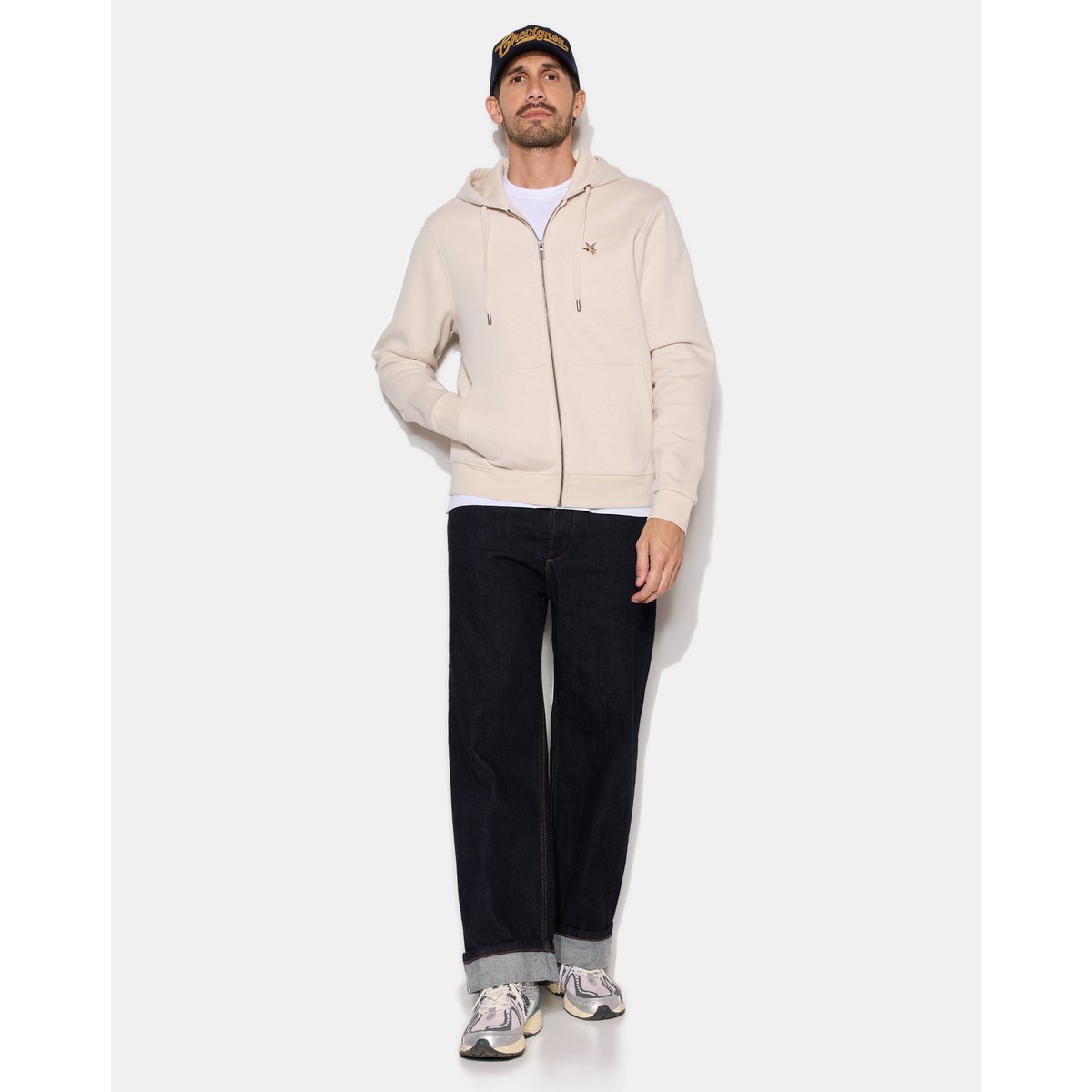 Sweat Shirt en coton CITY HOOD ZIPPE beige, CHEVIGNON