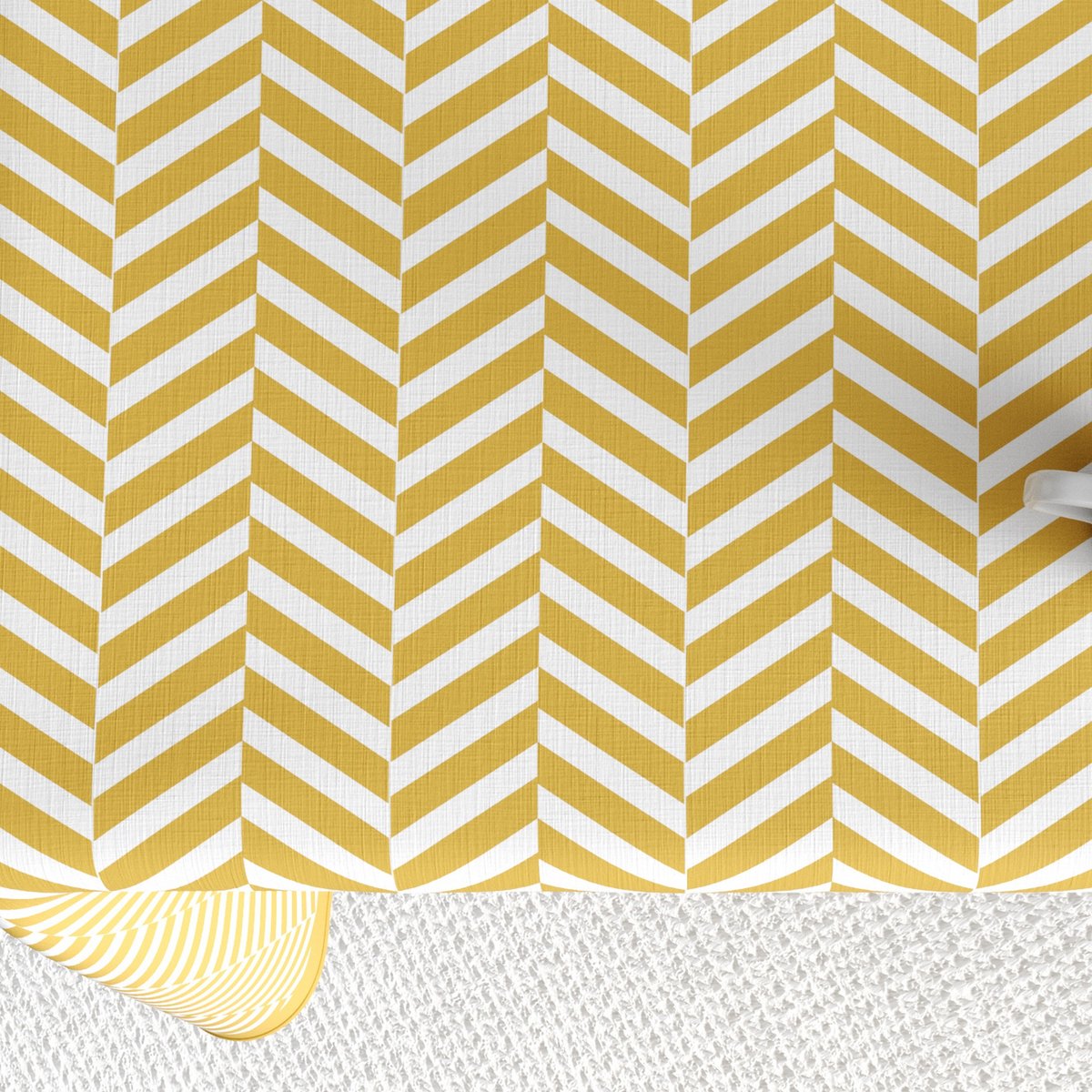 Nappe rectangulaire anti tache Coton Chevron Or jaune, EDEN