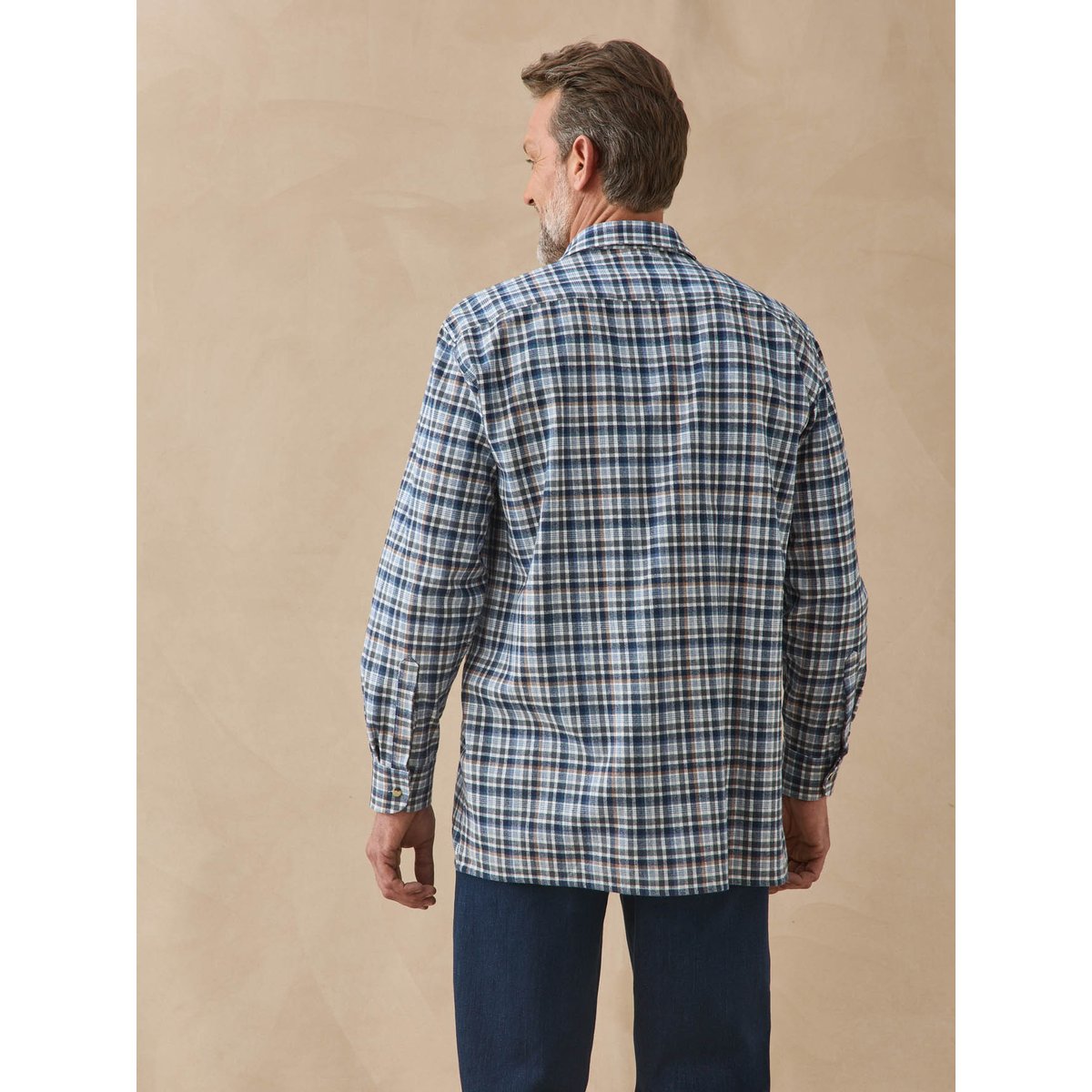 Chemise flanelle homme bleu/marron, DAXON