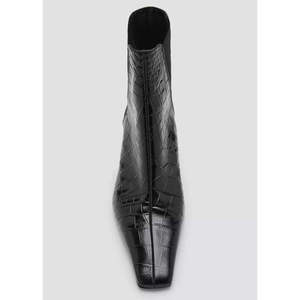 Bottines cuir talon kitten heel noir, MANGO