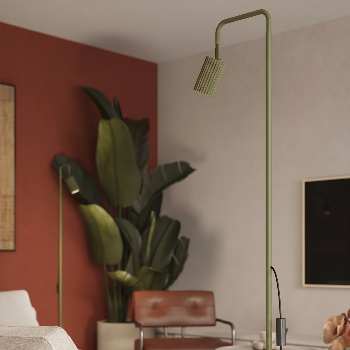 Lampadaire Aluminium Vert Olive GU10 1 KARBON vert olive, EDEN
