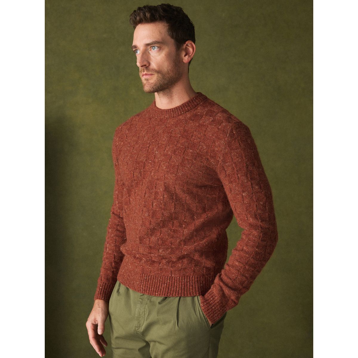 Pull ras du cou texturé orange rouillé, NEXT