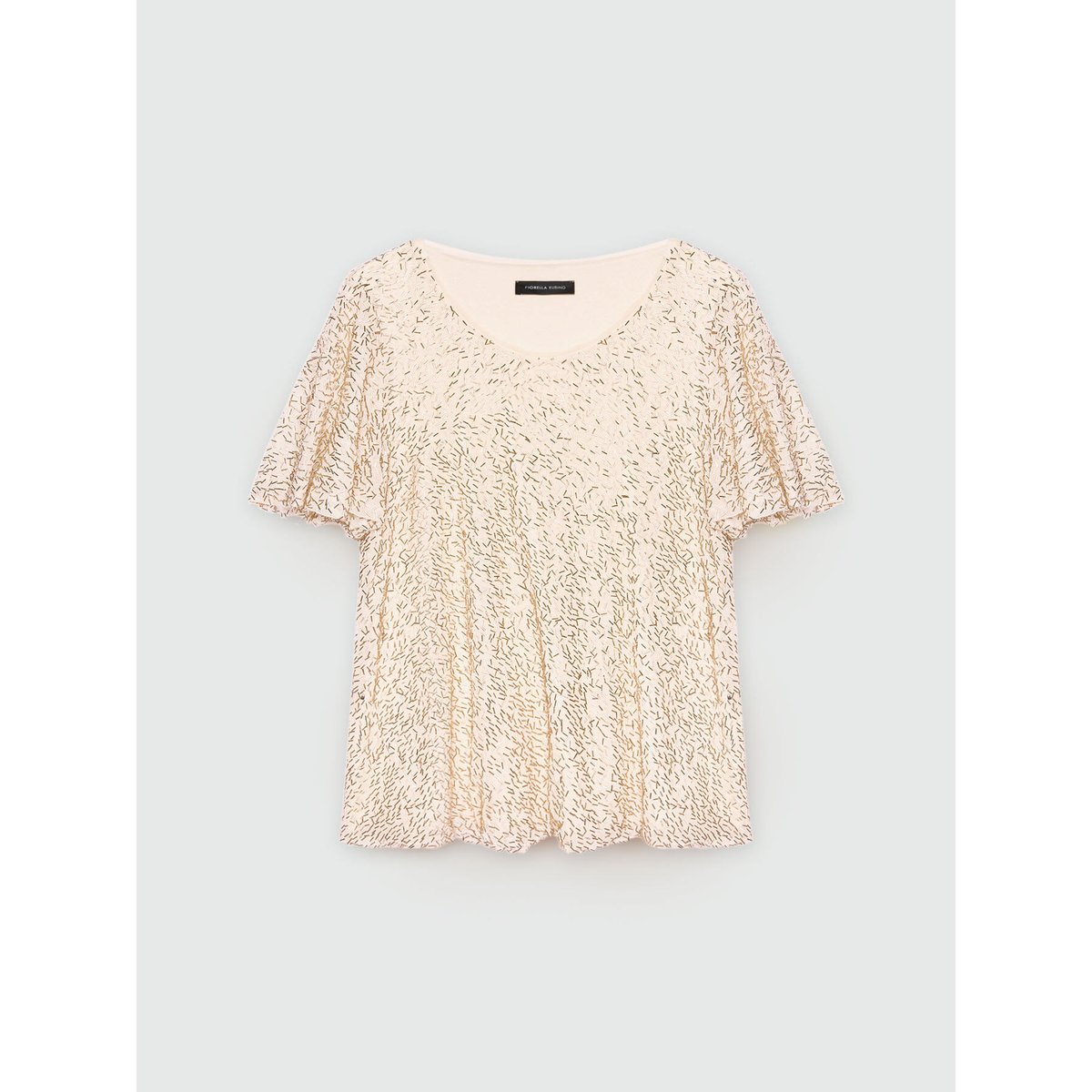 T-shirt en jersey brodé oro, FIORELLA RUBINO