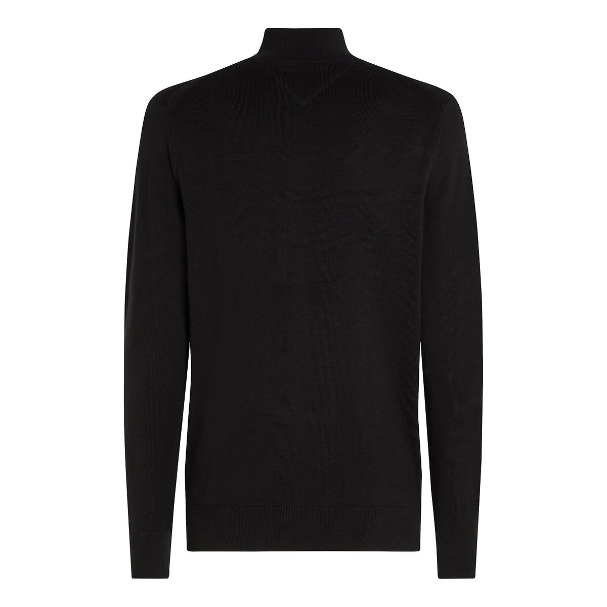 Gilet zippé, col montant en coton et cachemire noir, TOMMY HILFIGER
